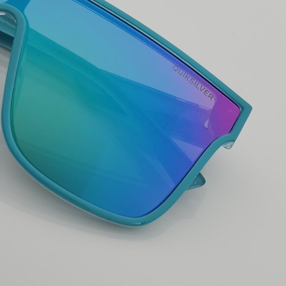 Quiksilver Shield Sunglasses Electric Blue Frame Flash Blue-Purple Mirror Lens - Picture 10 of 12